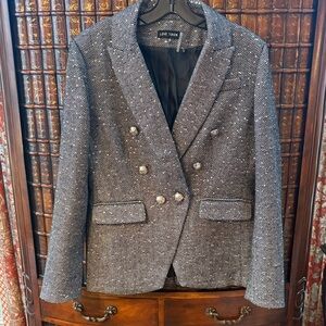 Love Tree Black and White Herringbone Jacket